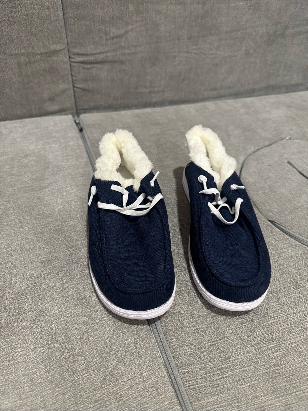 Navy Cozy Lined Slip-On Sneakers